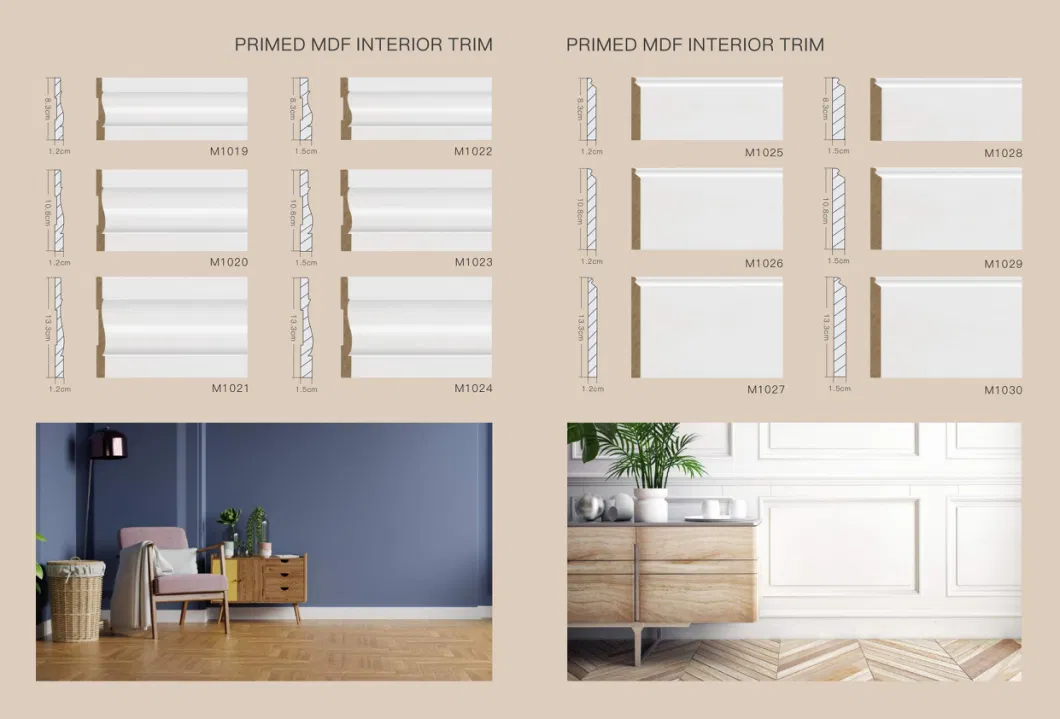 High Quality White Primed Radiata Pine Flat Skirting Moulding